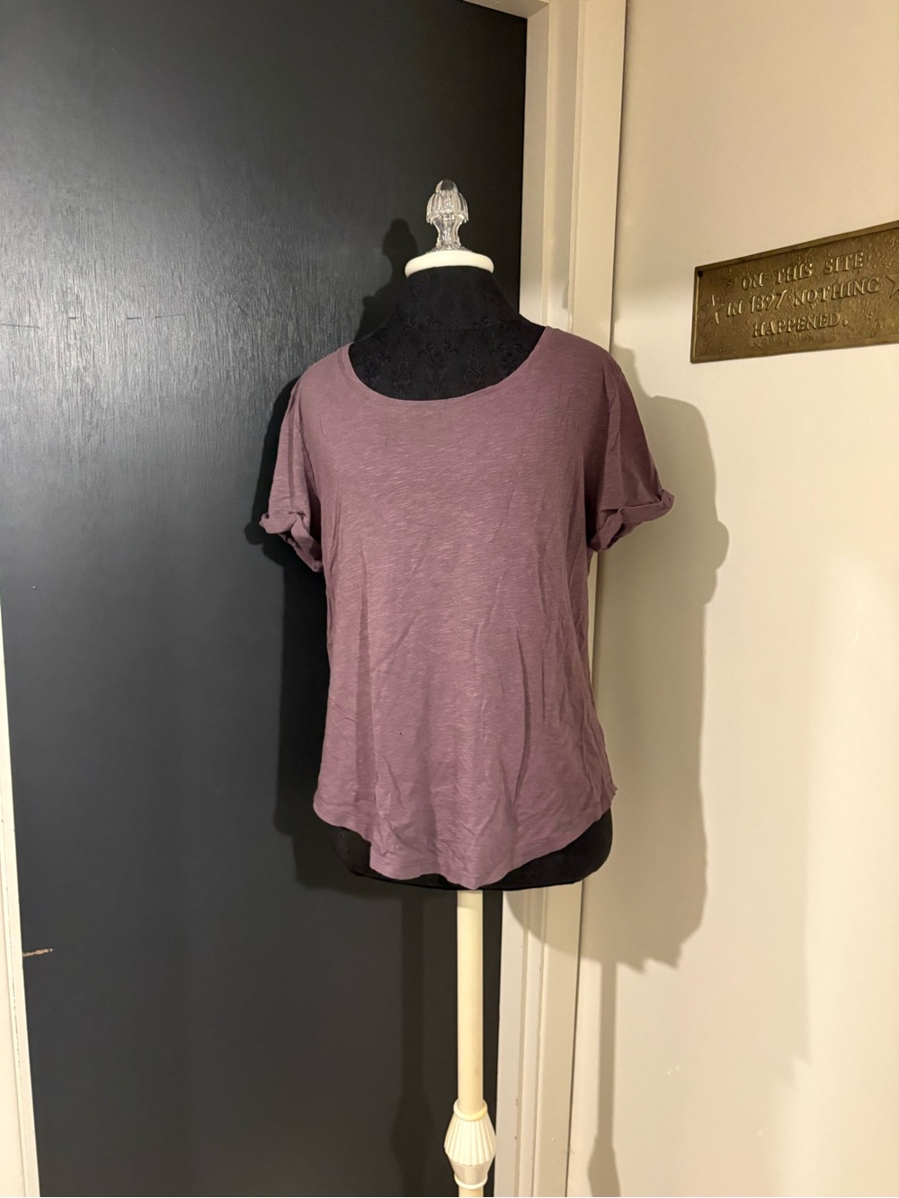 H&M Mauve Scoop Neck Short Sleeve Cotton Blend Tee Shirt 💜